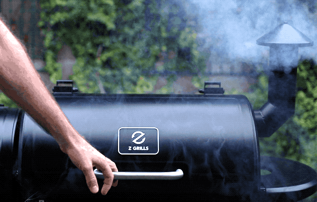 Z Grill 450A Pellet Smoker Opening with Smoke