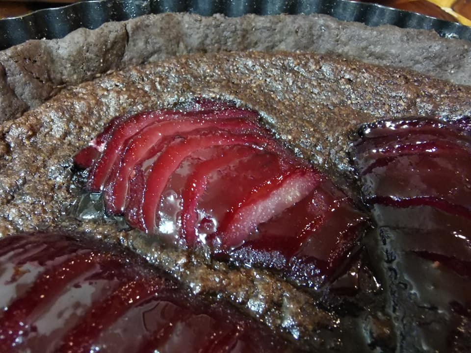 Z Grills Chocolate Tarts with Raspberry poached pears 