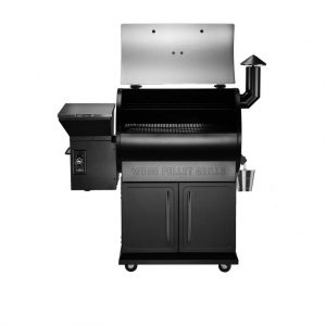 Front view of the Z Grills 700E Pellet Smoker with grilling chamber lid open