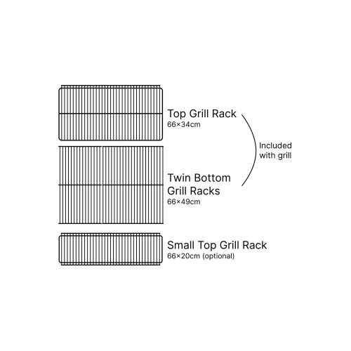 700E-XL small grill rack size comparison
